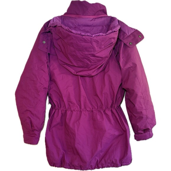 Eddie Bauer Down Puffer Jacket Women's Small Purple Zip Removable Hood Gore-Tex - Picture 2 of 12